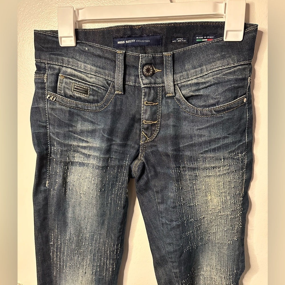 Vintage Miss Sixty Nu-Metal Dark Blue Distressed Denim Jeans